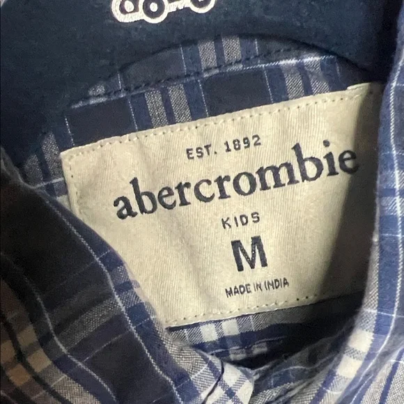 Abercrombie & Fitch Men's Navy Checkered Shirt - Picture 2 of 11